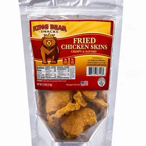 King Bear Snacks Fried Chicken Skins Crispy & Savory NOW 2.5 oz Pack Made in the USA