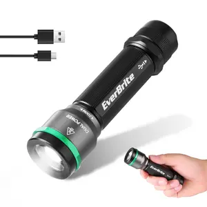 #Summervibes EverBrite 1000LM Small Flashlight, 5 Modes Zoomable Dual Power Flashlight, Mini Flashlights High Lumens, Rechargeable or AA Battery, Pocket Flashlight for Home, Emergency, Hiking, Camping