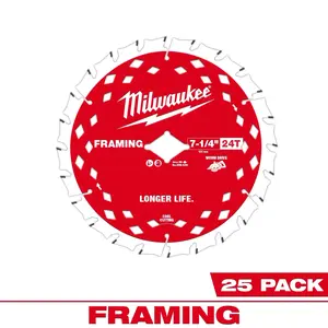 Milwaukee 48-40-1723 7-1/4" 24T Framing Circular Saw Blade Pack (25 PK)