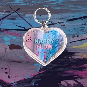 Heart Keychain W/QR Code To Positivity Playlist