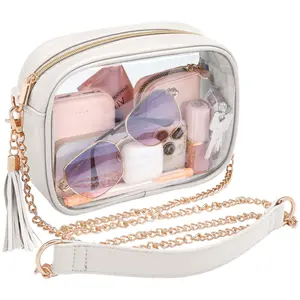 PACKISM Clear Crossbody Bag for Gym, Concerts & Sports Events, Fits Wallet, Cellphone, Glasses, Transparent Purse Messenger Shoulder Bag for Men & Women Travel Essentials