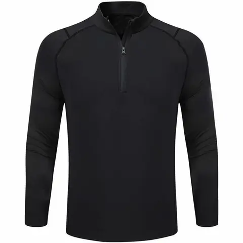 Men's Solid Zip Up Half Placket Fleece Lined Sweatshirt, Casual Long Sleeve Pullover for Spring & Fall, Fashion Men's Clothes Top for Daily Wear