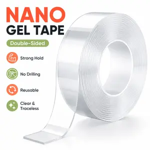 Nano Double Sided Tape Heavy Duty, 1.18in x 16.4ft, 79mil Thick, Washable Clear Gel Tape, Removable Traceless Adhesive for Wall Mount, Home, Car, Office