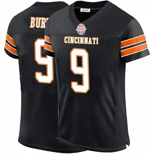 Mens Football Stitched T-Shirt for Sports Fan Black/Orange