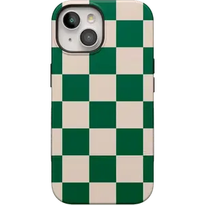 Casely iPhone 13 Case | Fit Check | Green Checkerboard | Bold Protective Design | Compatible with MagSafe