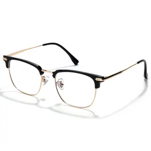 Party Decorations Blue Light Blocking Glasses Semi Rimless Frame Filter Blue Ray Computer Glasses Vintage Retro Half Rimmed Optics 45mm Clear Lens Glasses