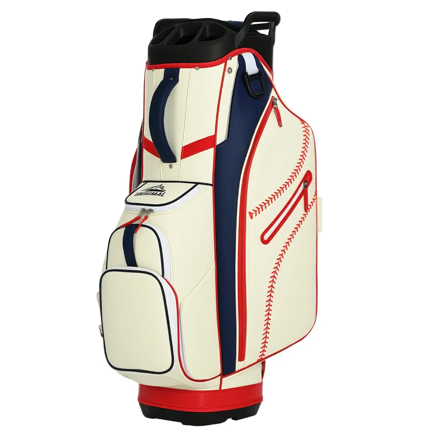 uniHimal Golf Cart Bag with 14-Way Full-Length Dividers, Premium PU Leather Golf Bag for Men Women with Plush Top, Magnetic Pocket and Rain Cover, Lightweight Golf Club Bag Includes Cooler Pockets