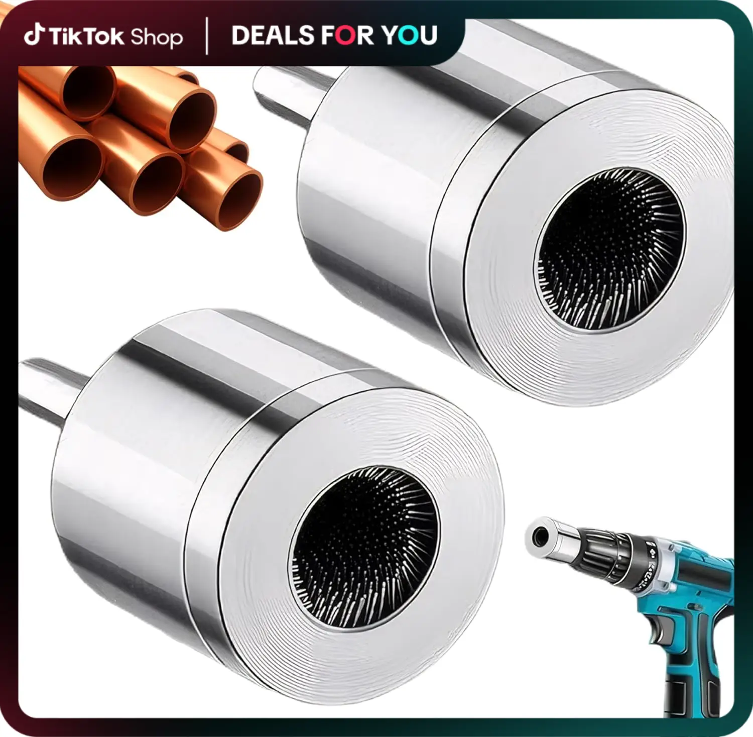 1/2" & 3/4" Metal Copper Pipe Cleaner, Copper Tube Pipe Cleaning Brush and Heavy Duty Tube Cleaning Brush for Professional Plumbers and Industrial Pur