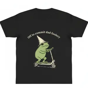 Off to commit dad foolery Frog/Mouse good graphic tees shirt y2k cotton fashion Streetwear Shortsleeve Casual Top Trending Easy Care Machine Wash Safe gift