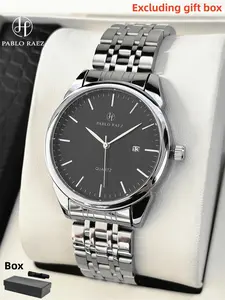 Men's Fashion Casual Watch, Stainless Steel Band, 50m Waterproof, Analog Display, Quartz Movement, Business Luxury, Gift for Him, Waterproof Wristwatch, Fashionable Wristwatch, Quartz Wrist Watches