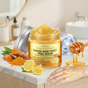 Hand and Foot Peel Mask with Turmeric & Vitamin C | Natural Plant Extracts for At-Home Spa | Moisturize, Exfoliate & Repair Cracked Skin