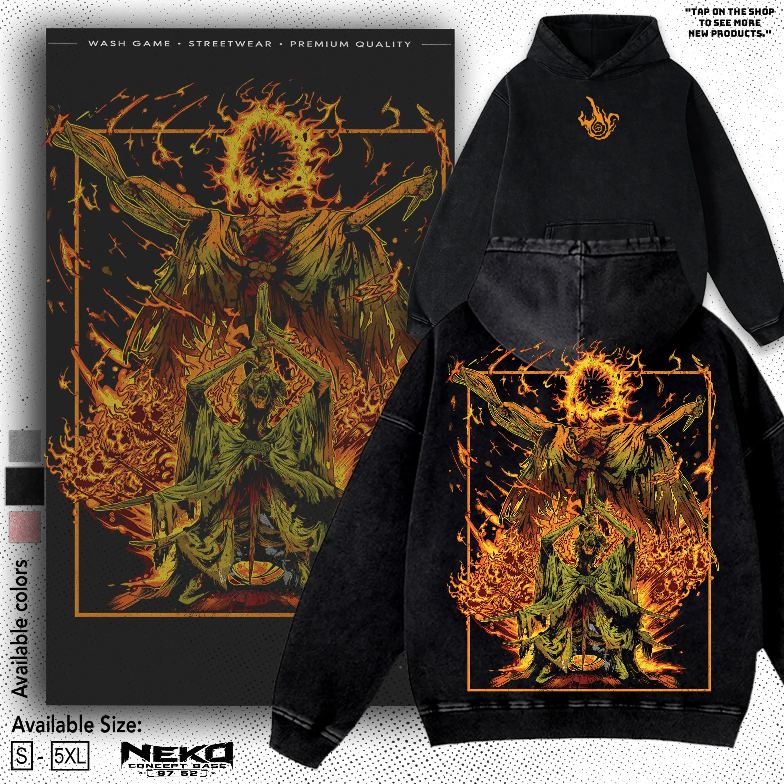 Vintage Washed Midra Lord of Frenzied Flame Hoodie & Tee, Elden Ring Graphic T-Shirt, Retro 90s Bootleg Heavyweight, Unisex Gaming Top