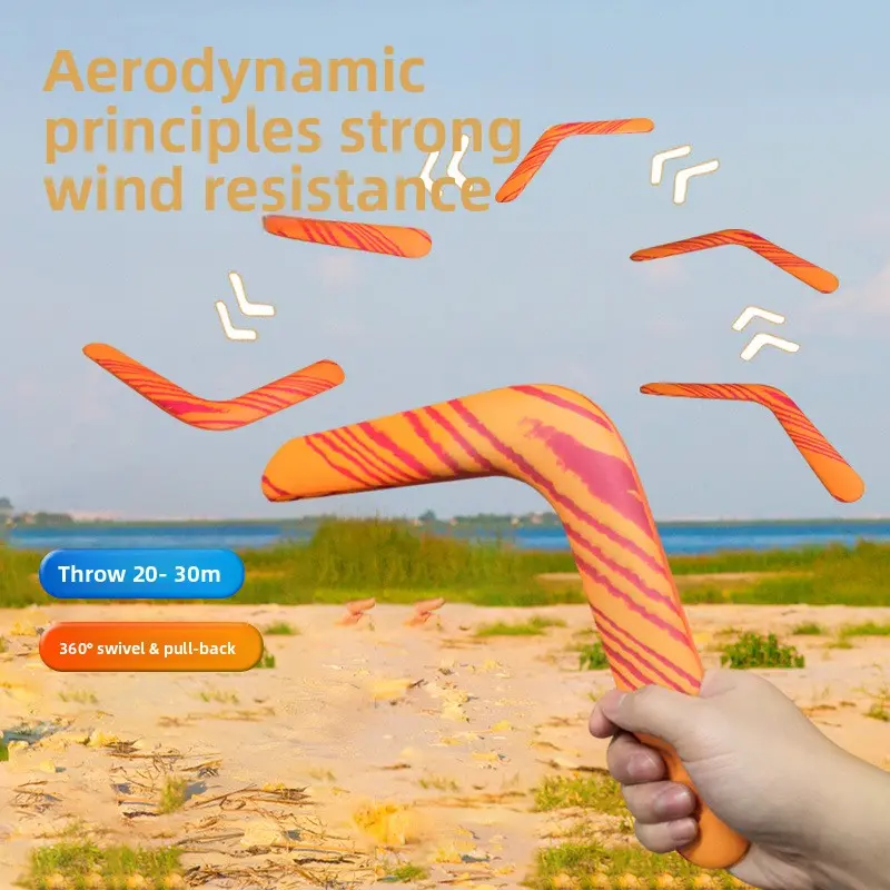 Aerodynamic EVA Foam Boomerang for All Ages, Wind-Resistant Lightweight Returning Toy with Airfoil Shape, 20M Range, 360° Spinning Motion, Single Size for Outdoor Beach & Park Play (Disc Sports Equipment)