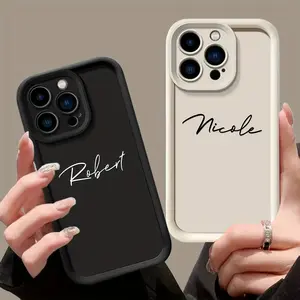 Phone Case - Personalized Customized DIY Name Phone Case Compatible with Iphone 17 16 15 14 13 12 11 Pro Max Plus 17 Air Luxury Korean Soft Silicone Shockproof Cover 17 16 15 14 13 12 11 Pro Max for Valentine'S Day Gifts