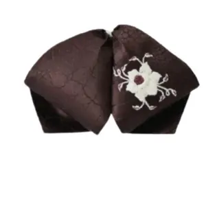 Moño Charro White Diamond Café con Flor Blanca