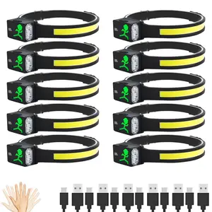 2026 LED Headlamp Rechargeable, Motion Sensor 230° COB Head Lamp, Headlights for Forehead, Hard hat Light for Adults, LED Headband Flashlight for Work, Running, Hiking, Camping Essentials Gear