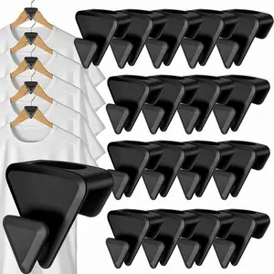 24-Pack Space-Saving Closet Organizer Heavy-Duty Plastic Layered Hangers Multi-Tiered Stackable Hanging Hooks Fits Various Garments Up to 5x Space Efficiency Plastic Triangle Hangers Connectors