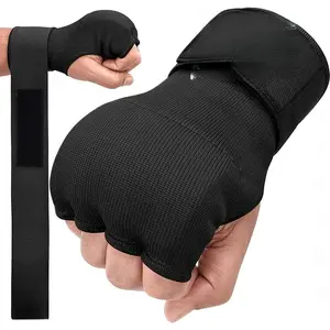 Gel Boxing Hand Wraps Inner Gloves Men Women, Quick 100cm Long Wrist Straps, Elasticated Padded Fist Under Mitts Protection, Muay Thai MMA Kickboxing Martial Arts