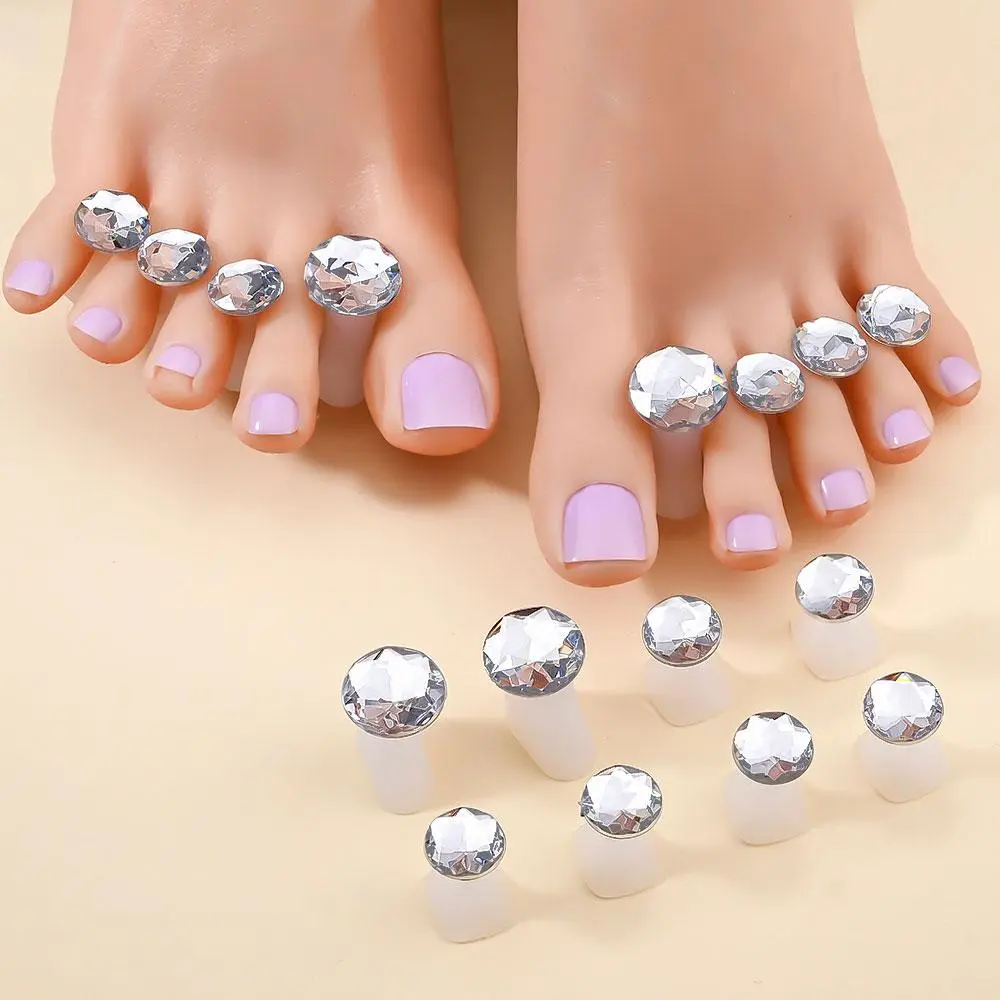 8pcs Soft Silicone Toe Separators Shiny Rhinestone Foot Finger der Form Manicure Pedicure Care Nail Art Tool  Nail Supplies