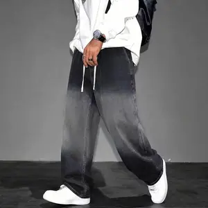 Men’s drawstring waist denim pants with slanted pockets, men’s jean joggers, men’s denim cargo pants, black jeans, black for men, men’s streetwear pants