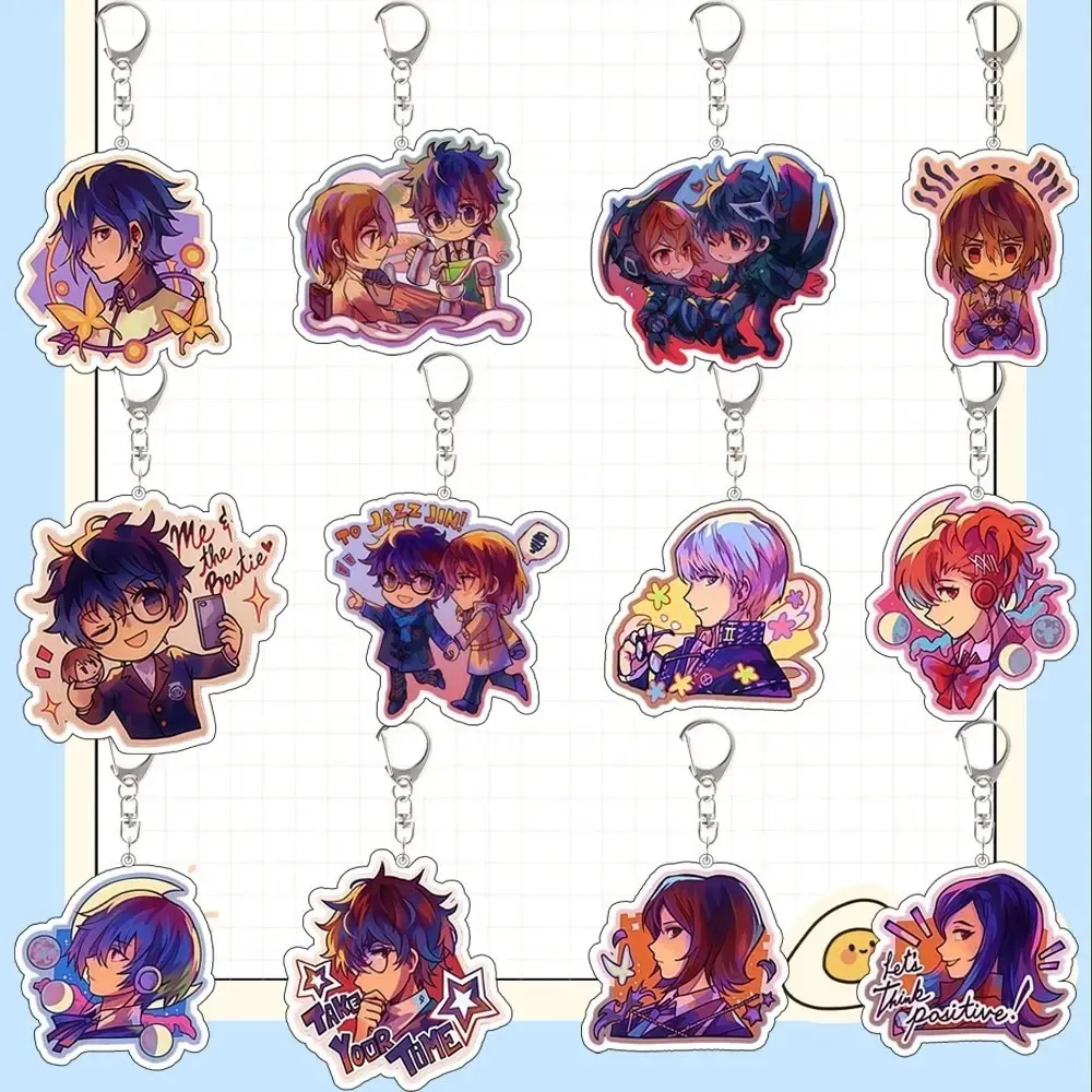 Acrylic chibi keychains featuring Persona 5, Persona 3, Amamiya Ren, Akechi Goro, Shiomi Kotone.