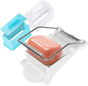Spam Musubi Mold and Slicer Kit - Onigiri Maker, Egg Cutter for Boiled Eggs, Cheese, Strawberry, Apple, Luncheon Meat, Hot Dog Slicer - White