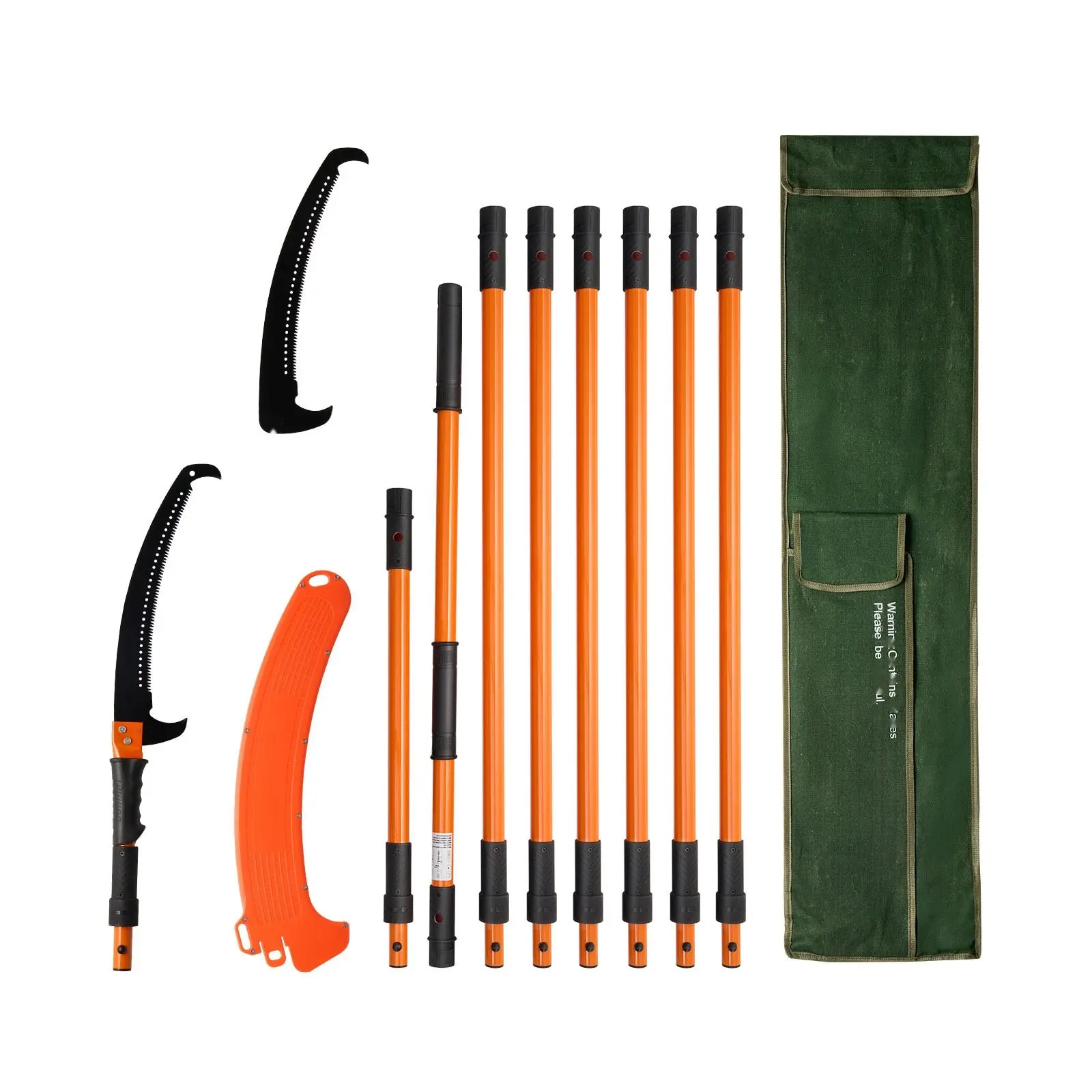 Manual Pole Saw, Extendable Telescoping Reach From 4.46 Ft To 26.4 Ft, Sharp 65Mn Steel Blade, Lightweight Fiberglass Pole, Dual Hook Saw Heads For High Branches, Pruning Tool For Palms And Shrubs, Easy One-Hand Operation