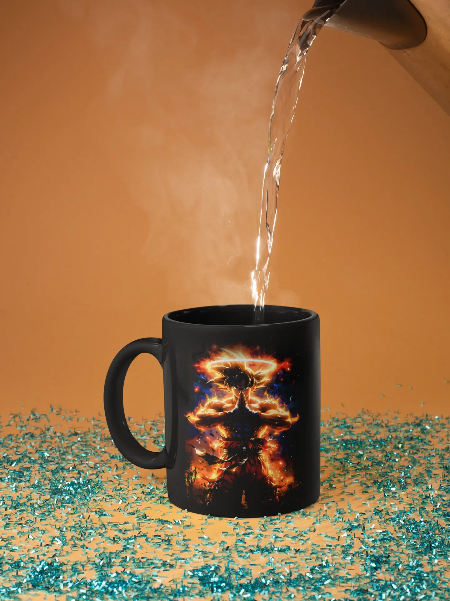 Anime Inspired Warrior Mug | Color Changing Heat Reveal Ceramic Cup | Dragon Energy Coffee Mug