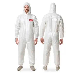 KOTA Men's Disposable Breathable Hooded Protective Coverall Suit - Elastic Waist, Elastic Wrist Menswear Workwear Style Clothes for Spray Painting