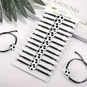 1pc/6pcs/12pcs Adjustable Bracelet with a Football Pattern, a Stylish Sports Accessory, Handcrafted And Ready-Made, Perfect As a Sports Gift, party gift, party decoration