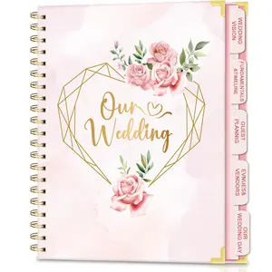 Wedding Planner For Bride Bridal Wedding Planning Binder With 5 Tabbed Sections+Countdown Calendar,Unique Engagement Gifts For Couples