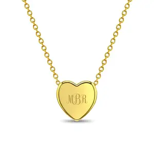 Tiny Monogram Heart Toddler / Kids / Girls Pendant/Necklace Engravable - 14k Gold Over Sterling Silver Tiny Monogram Heart Toddler / Kids / Girls Pendant/Necklace Engravable - 14k Gold Over Sterling Silver