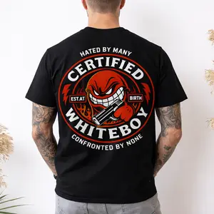 Certified Whiteboy Graphic Hoodie Hated By Many Confronted By None, Streetwear Sweatshirt Urban Style Pullover, Dark Aesthetic Fashion Hoodie Unisex