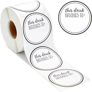 500 Pack 2 Inch Blank Drink Name Tags Stickers for Cups Water Bottles, Ideal for Wedding Reception Birthday Party Anniversary Cocktail Party