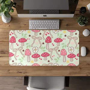Mushroom Desk Mat, Kawaii Desk Mat 3 Feet, Mushroom Mouse Pad, Mushroom Desk Mat, Girly Desk Accessories, Cottagecore Mushroom XL Desk Mat