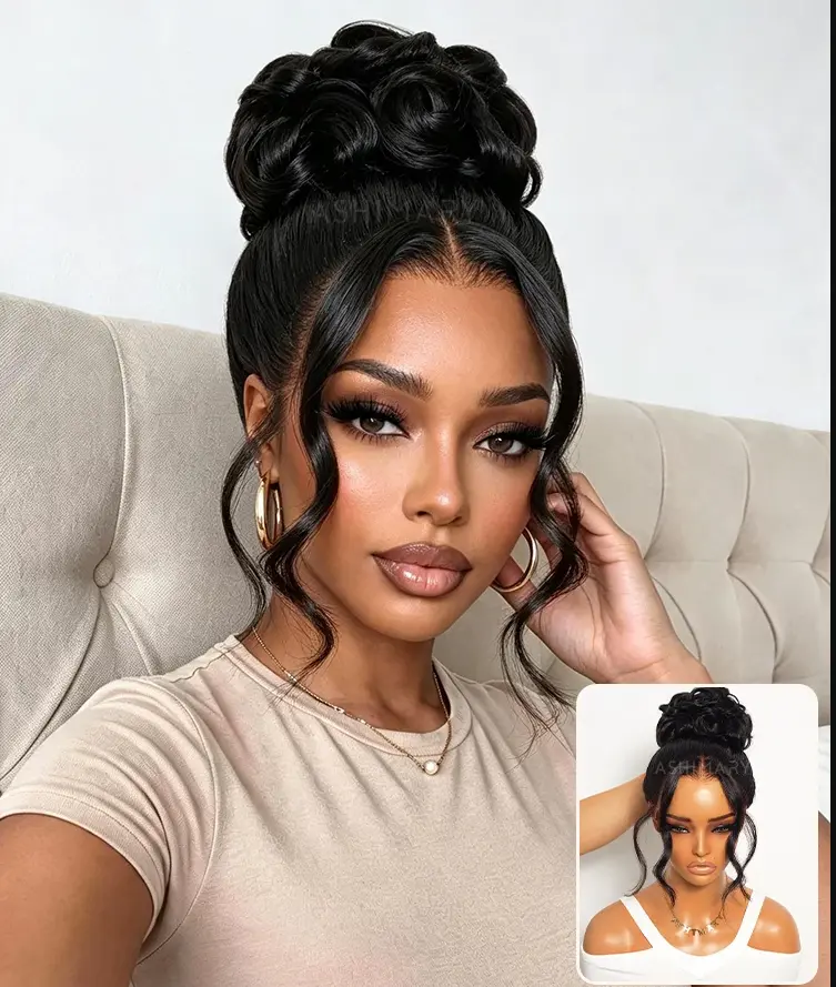 【EXCLUSIVE UPGRADE:】New Design Pre-Styled Body Wave 360 Lace Front Wig Invisi Strap Face-Framing Salon Updo Hairstyles Human Hair
