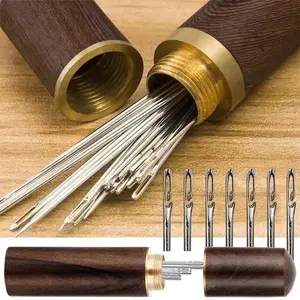 30-Piece Large-Eye Sewing Needles Set with Wooden Case, Sewing Tools, Side-Open Design for Easy Thread Insertion, Stainless Steel Hooks for Seniors & Blind Users
