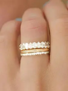 3 Pcs/Set Charm Cubic Zirconia Ring Set Stackable Rings For Women For Wedding Engagement Anniversary Party Band Jewelry Valentine's Day Gift