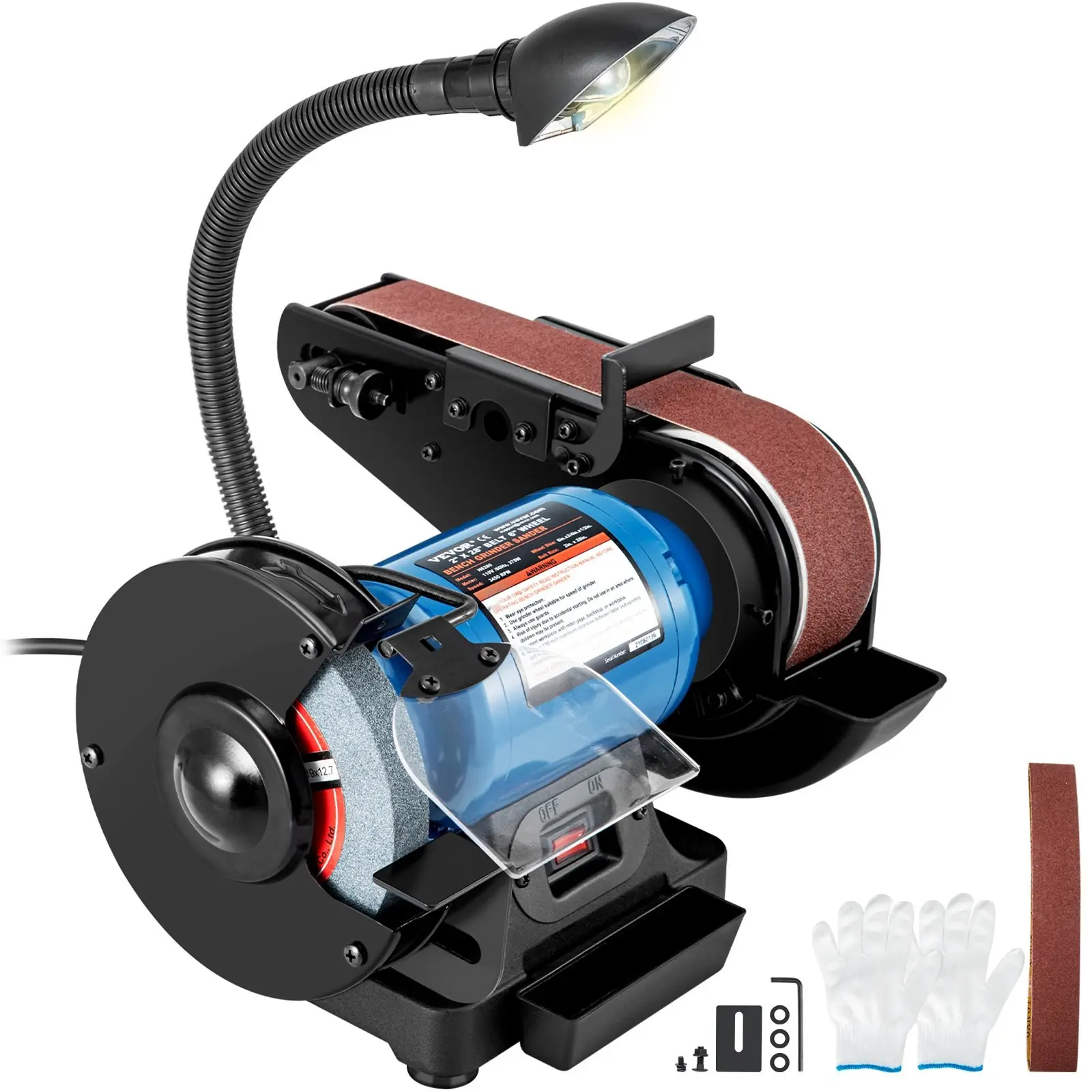 2-Inch Belt Sander And 6-Inch Disc Sander With Sturdy Base And Bright LED Work Lamp, Benchtop Power Tool Set For Woodworking And Finishing, Durable Construction, Easy Setup, Versatile Sanding On Wood And Metal Surfaces