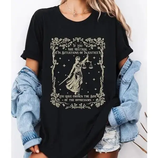 Unisex Short Sleeve Social Justice T-Shirt, Smooth Cotton Blend Graphic Tee, Everyday Essential Liberal Gift Top, Simple, Comfortable, Shortsleeve, Casual, Polyester, Soft, Round Neck, Stretchy Cut