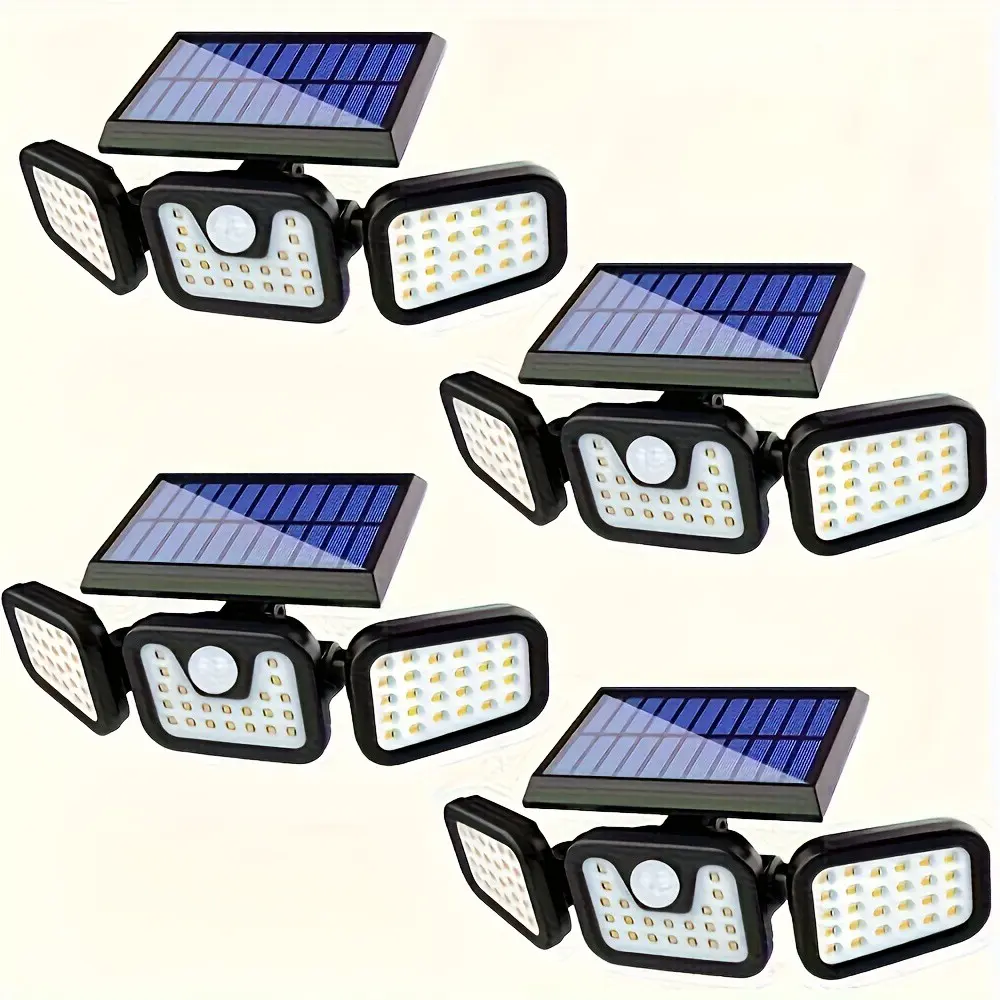4-Pack Outdoor Solar Lights, Ultra-Bright Motion Sensor Security Floodlights, 180° Wide Angle Wall Lamp for Garage Yard Patio, Adjustable Flood Lamp, Solar Shed Lights, Yard Lighting, Outside Lights