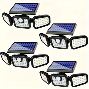 4-Pack Outdoor Solar Lights, Ultra-Bright Motion Sensor Security Floodlights, 180° Wide Angle Wall Lamp for Garage Yard Patio, Adjustable Flood Lamp, Solar Shed Lights, Yard Lighting