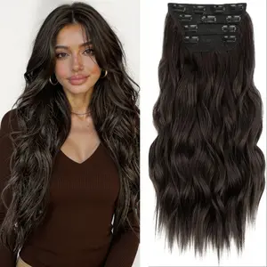 [Plodon] Available in 20 inches, secure one-piece hair extension with Four-Piece Setlong, wavy, textured hair that blends naturally with your natural hair. Perfect for everyday wear and versatile styling.