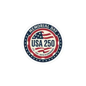 USA 250 Memorial Day Sticker | 1776–2026 Vintage Distressed Americana, Red White Blue
