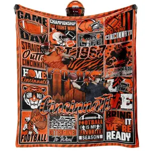 Cincinnati Gifts, Football-Themed Soft & Cozy Throw Blanket for Couch, Perfect Gift for Fans, 80x60 Inches