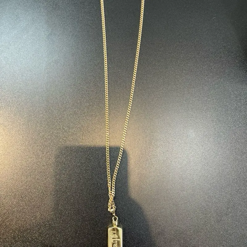 Unisex Gold-Tone Perfume Bottle Pendant Necklace, Cuban Chain Hip Hop Fashion Jewelry