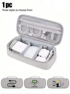 Digital Storage Bag, Large Capacity, Cartoon Charging Pattern, Reusable, Ideal for Home Office Kitchen School, Travel Essential, Travel Organizer Bag, Organizer Pouch, Zipper Pouches