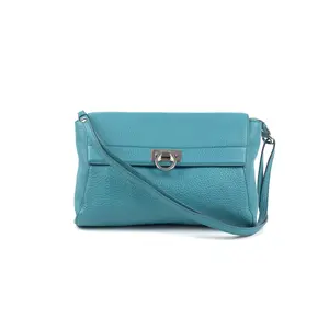 Pre-owned SALVATORE FERRAGAMO Cowhide Handbag/Shoulder Bag Shoulder & Handheld Bag Tiffany Blue with Gancini Buckle,Sku:SH46