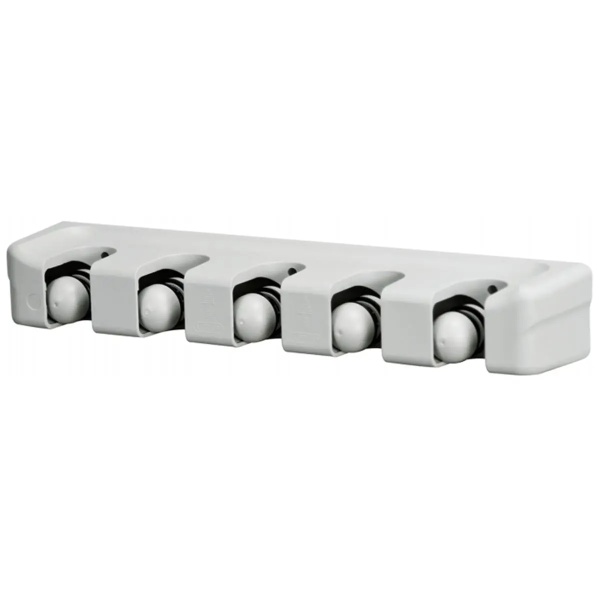 212 MAIN Wall-Mounted Plastic Mop and Broom Holder - 5-Slot Versatile Organizer with Gravity-Controlled Rolling Ball, Wall Hooks, Storage for Office, Outdoor Household Stick Goods, 3.31"x19"x2.81"