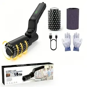 Automatic Electric BBQ Grill Brush, Wireless Charging, Premium Stainless Steel Brush, BBQ Tool, Removes Rust and Grill Grease, 2 Replacement Cleaning Brushes, Deep Cleaning BBQ Accessory for All BBQ Types and Grills